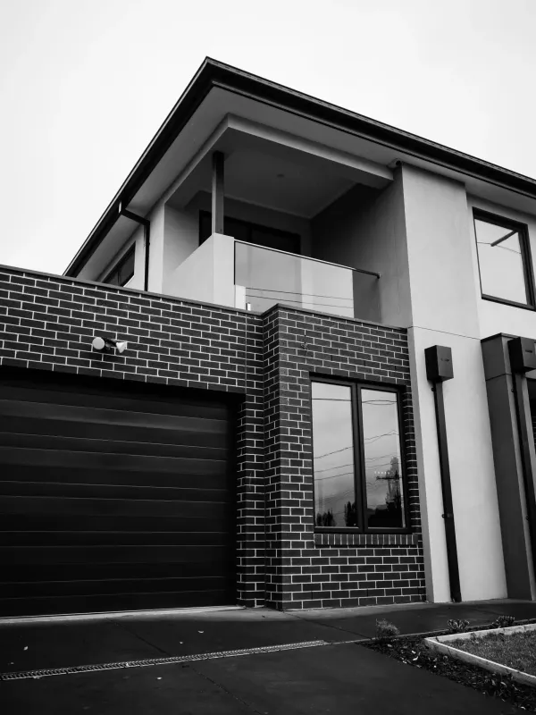 The brick and render frontage of a finished home