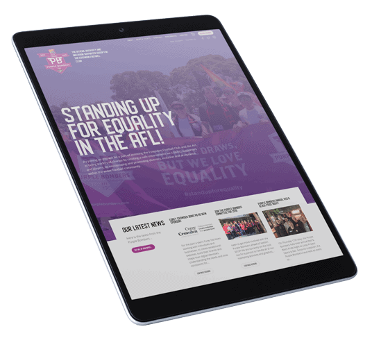 Purple Bombers eCommerce Web Design Mockup on a Tablet by The Tasmanian Web Company