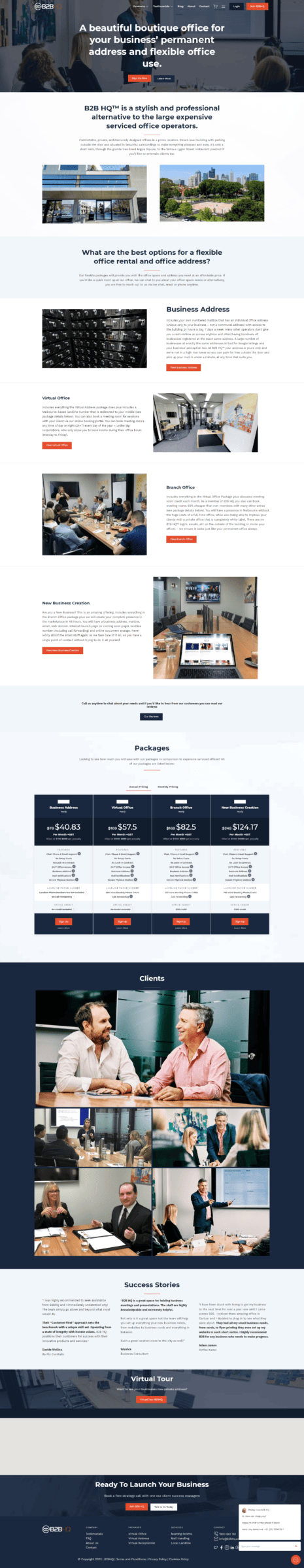 A website design for a business.