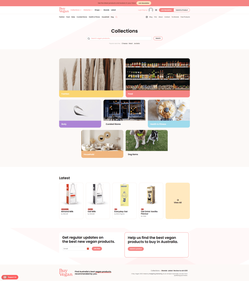 A website design for a cosmetics store.