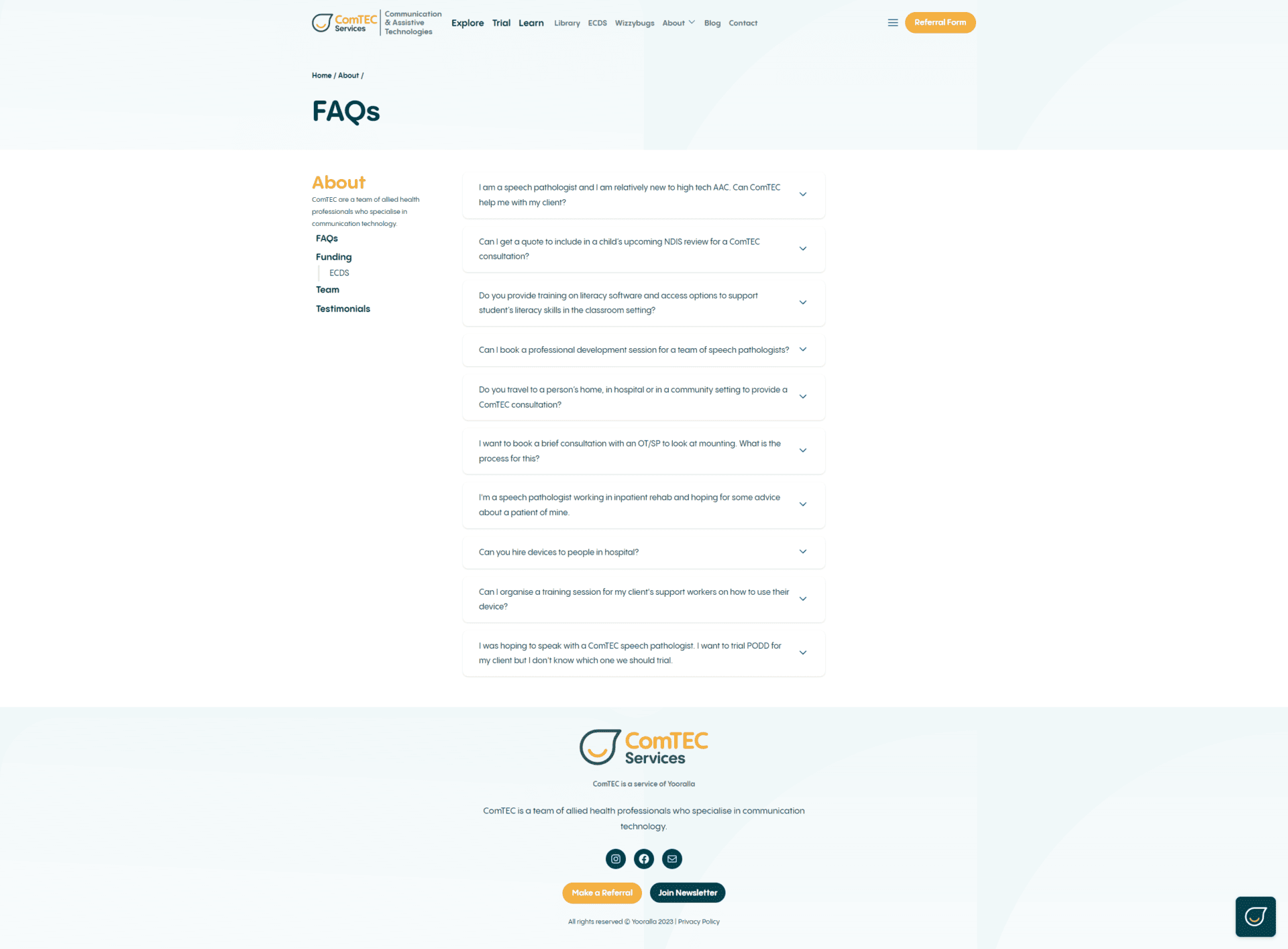 A website with a white background and a blue background.