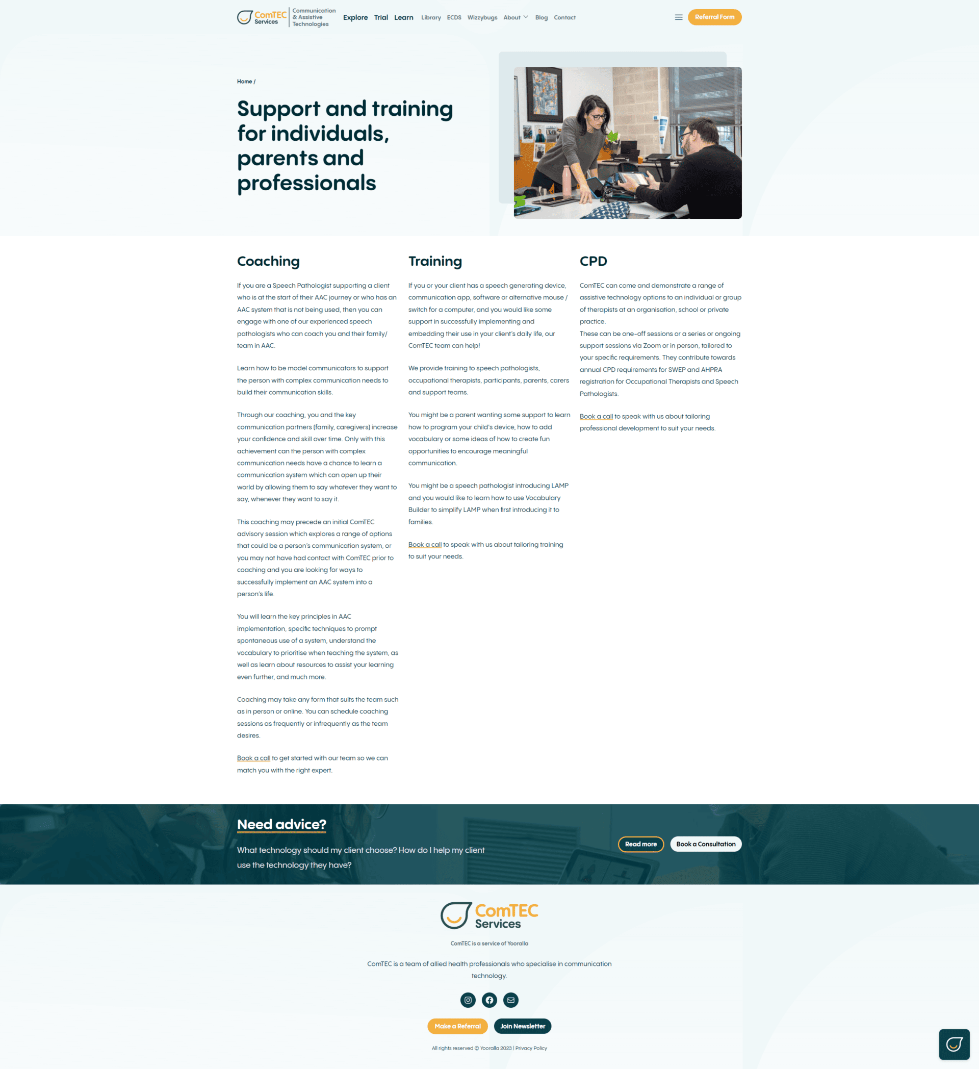 A website design for a group of people.