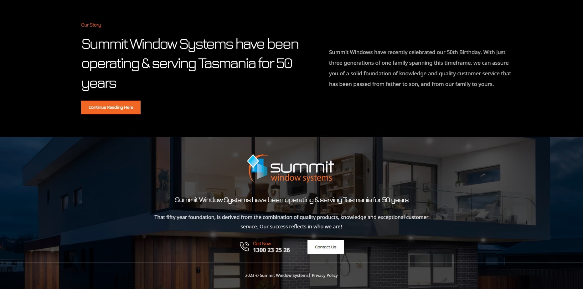 The website design for summit windows and doors.