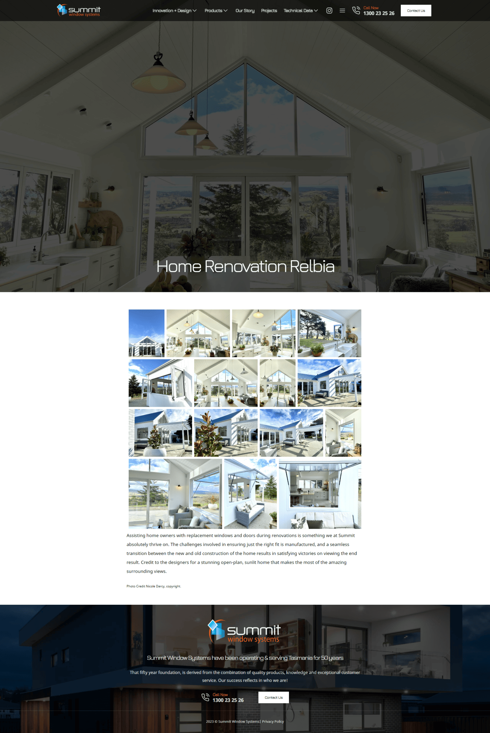 A website design for a home renovation company.