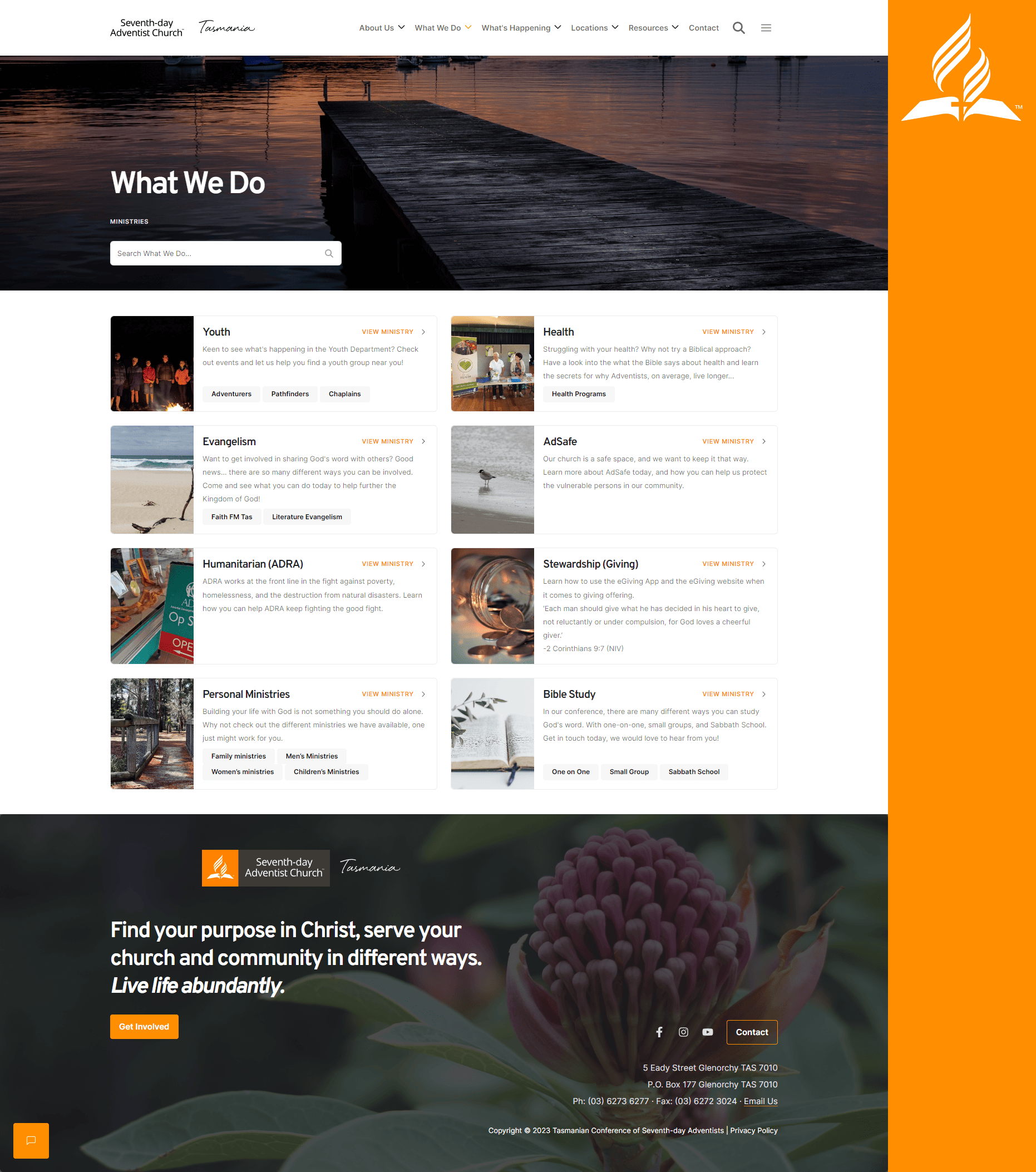 A website design for a church.